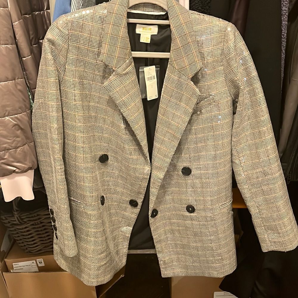 Anthropologie Maeve sequin double breasted blazer sz 0 NWT
